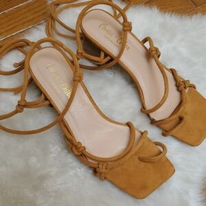Chase + Chloe Tan Strappy Sandals with Ankle Wrap Size 7.5